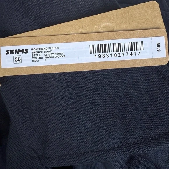 NWT SKIMS Boyfriend Fleece Oversized Trench Coat • Washed Onyx • Women’s S  New - Picture 4 of 15